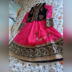 Anarkali dress with jacket pant and dupatta for 4 to 7 years girl